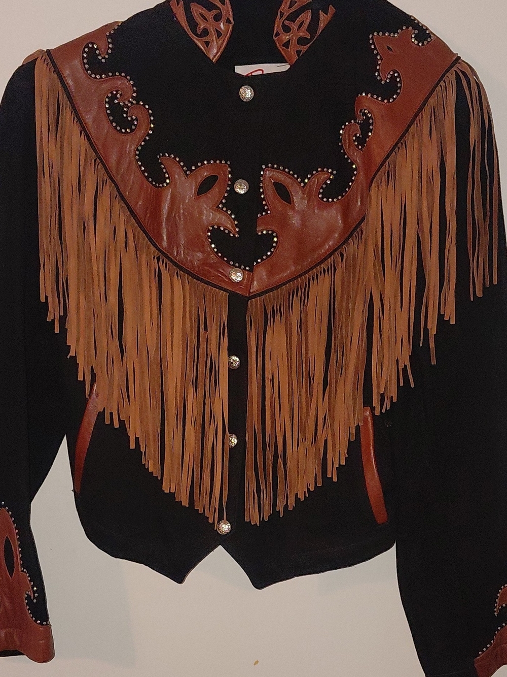Western Fringe Suede Jacket in Black and Brown
